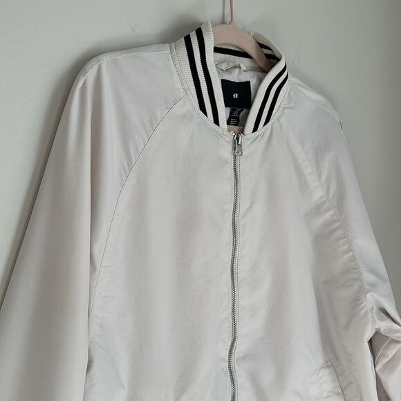 H&M Men’s Bomber Jacket White Size XL - Picture 4 of 11